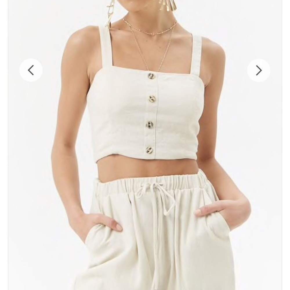 DONATED: F21 | Linen Blend Mock Button Top